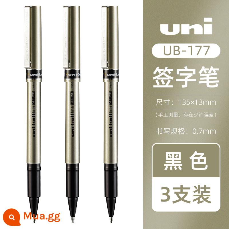 Nhật Bản UNI Mitsubishi bút bi gốc nước lỏng thẳng UB-177 khô nhanh 0,7 bút ký doanh nghiệp màu đen bút công suất lớn 155 bút lông đỏ carbon câu hỏi 0,5 đỏ xanh 205 bút trung tính - [3 miếng màu đen] UB-177-0.7mm