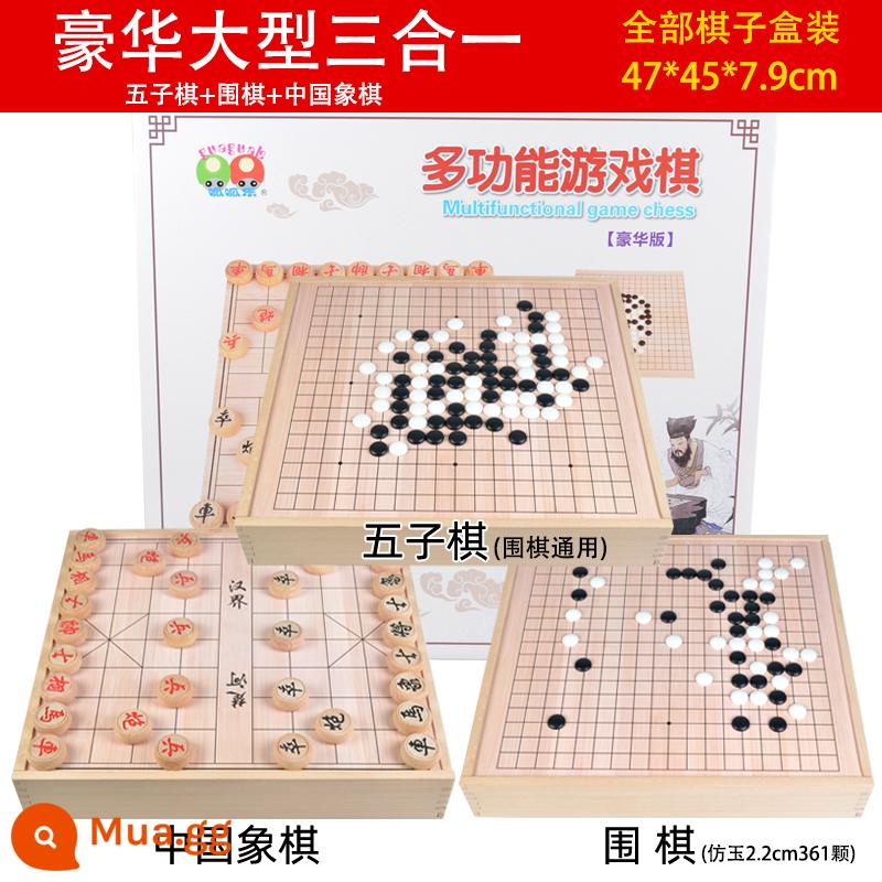 Lớn Backgammon Bay Cờ đam Trẻ Em Giáo Dục Sớm Xếp Hình Cờ Vua Đa Năng Học Sinh Tiểu Học Quà Tặng Sinh Nhật Đồ Chơi - [Cao cấp lớn] Ba trong một (Năm con voi)