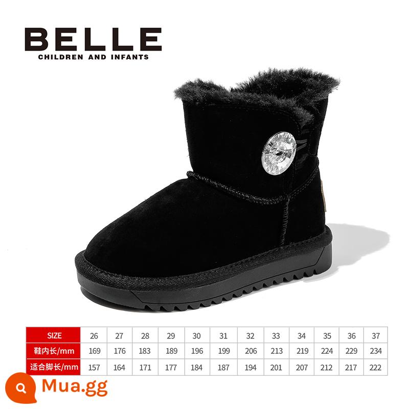 Giày trẻ em Belle Girl Boots 2022 Mùa đông Giày bông mới cộng với Velvet Warm Fashion Boots Giày thời trang trẻ em - Đen (3005)