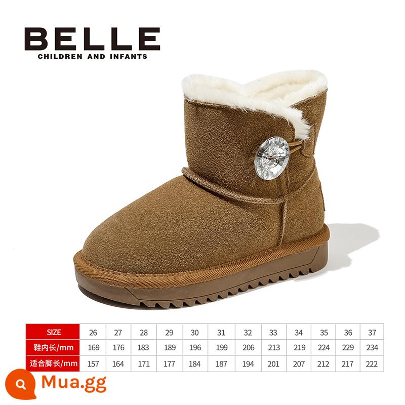 Giày trẻ em Belle Girl Boots 2022 Mùa đông Giày bông mới cộng với Velvet Warm Fashion Boots Giày thời trang trẻ em - Lạc Đà (3005)