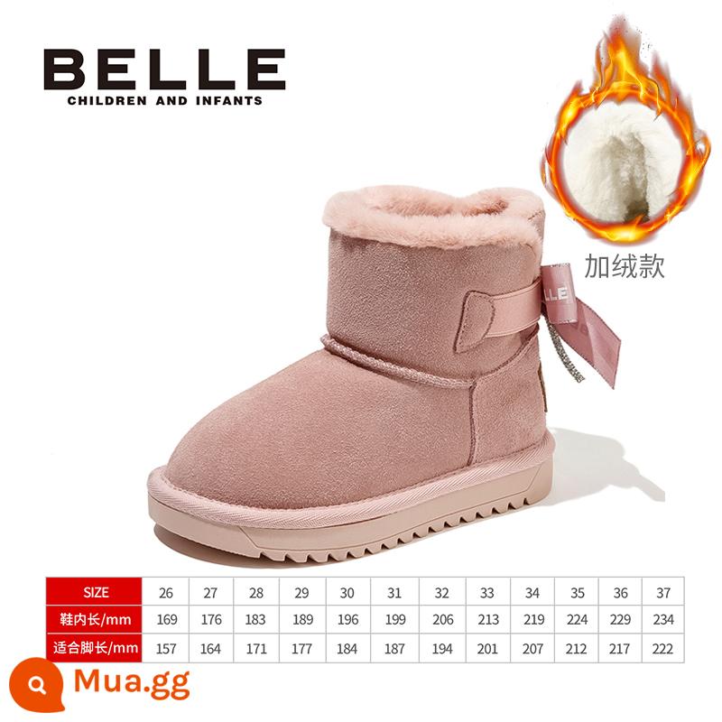 Giày trẻ em Belle Girl Boots 2022 Mùa đông Giày bông mới cộng với Velvet Warm Fashion Boots Giày thời trang trẻ em - Hồng