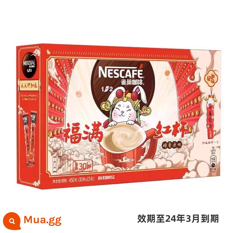 【Flagship Store】Nestlé 1+2 Hương Vị Nguyên Bản Sữa Thơm Cực Mạnh Không Đường Latte Cà Phê Hòa Tan 3 Trong 1 30 Thanh - [Hết hạn vào tháng 3 năm 2024] Năm con thỏ phiên bản giới hạn hương vị gốc 30 miếng (miễn phí mặt dây chuyền may mắn)