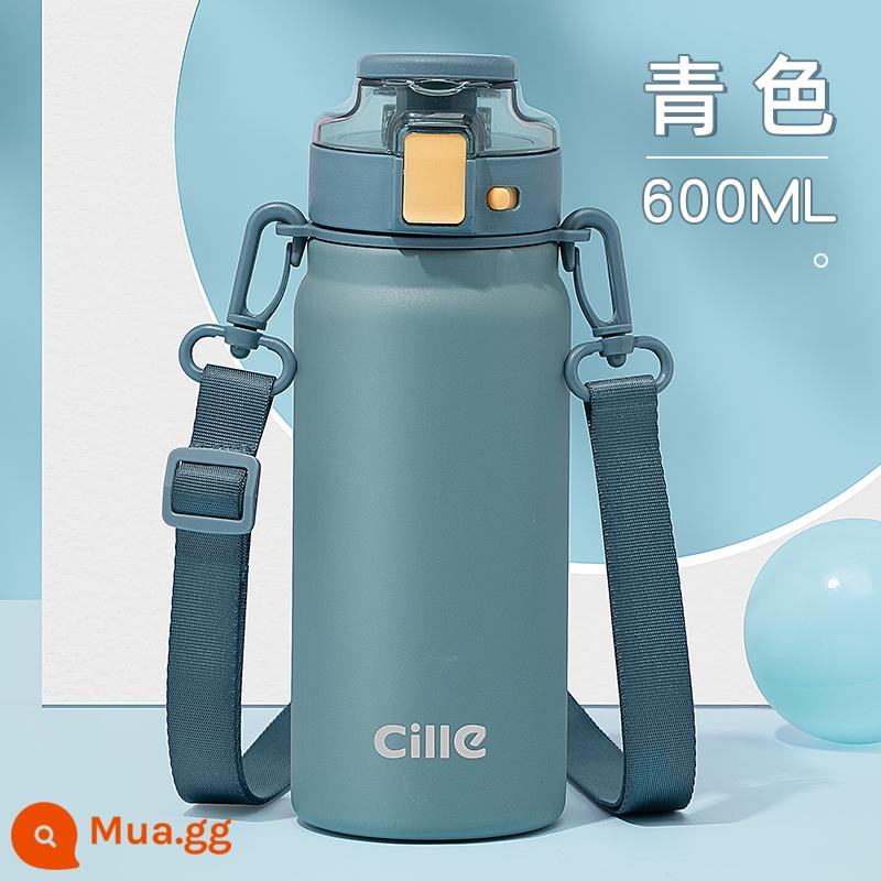 Cốc giữ nhiệt Xile cốc nước trẻ em dung tích lớn cốc inox 316 cho bé trai, bé gái đi học - Màu lục lam 600ml