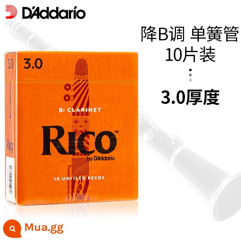 Còi clarinet clarinet D'Addario Rikou RICO của Mỹ 10 cái nạp xuống tone B hộp cam 2.0/2.5 - Độ dày 3.0 (gói 10 miếng)