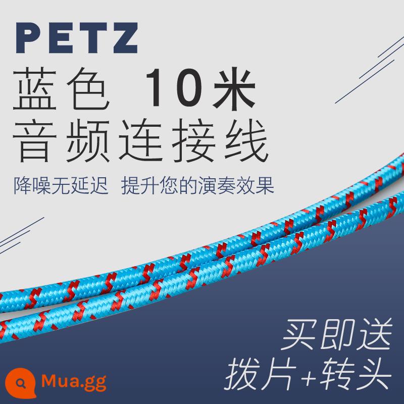 Đàn Guitar Điện Petz Dây Cáp Âm Thanh Loa Bass Hộp Điện Gỗ Che Chắn Giảm Tiếng Ồn 3 Mét 6 Mét 10 Mét 20 Mét - Dây bện xanh dài 10m