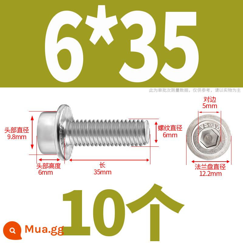 Mặt bích inox 304 mặt trong vít lục giác đầu trụ có đệm vít có vít trung gian M5M6-M10M12 - 6*35 (10 cái)