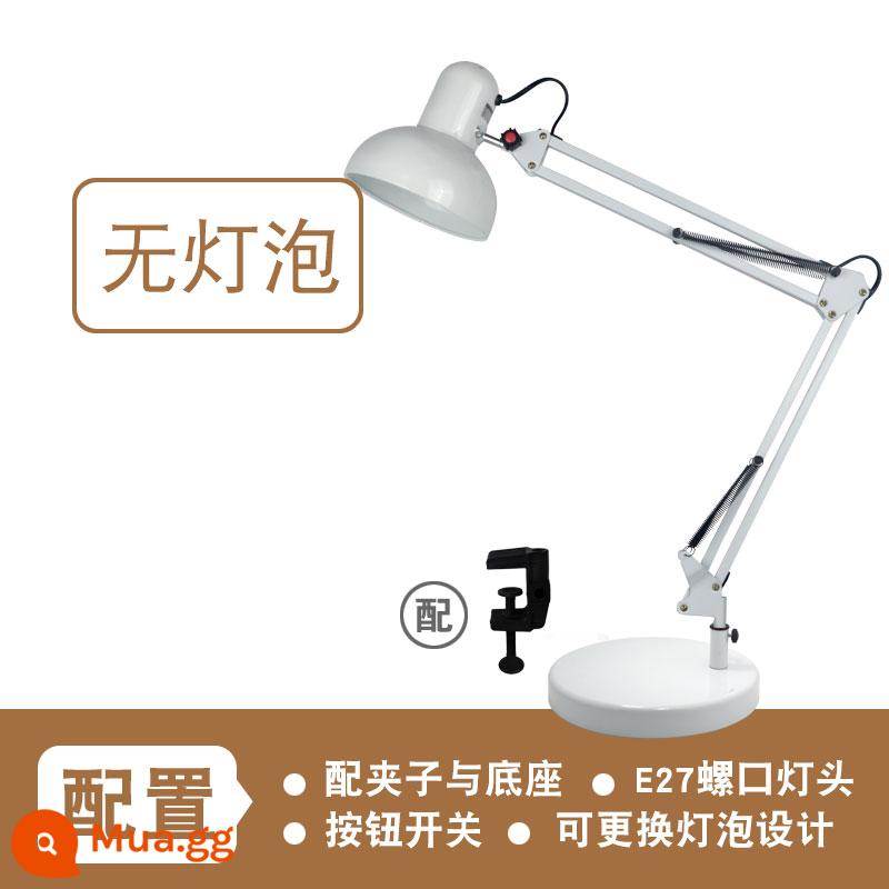 Đèn LED Để Bàn Cánh Tay Dài Gấp Mỹ Kẹp Bảo Vệ Mắt Đầu Giường Nghiên Cứu Công Việc Làm Móng Tay Sửa Hình Xăm Thêu Chụp Trực Tiếp - Model đế lớn màu trắng (không có bóng đèn)