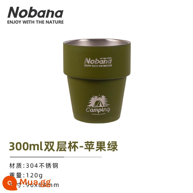 CLS Ngoài Trời Thép Không Gỉ 304 Cắm Trại Cốc Bộ 4 Cốc Cách Nhiệt Chống Bỏng Hai Lớp Cốc Cà Phê cốc Nước Bia Cốc - Cốc cắm trại hai lớp màu xanh táo