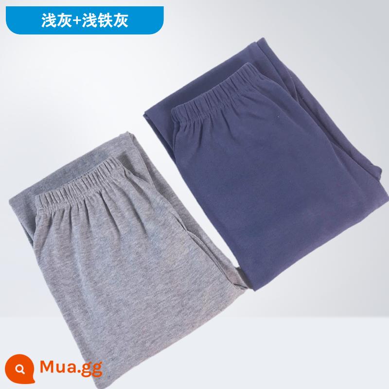 Quần vệ sinh lưng cao cotton nguyên chất 100% cotton cổ điển quần vệ sinh quần trong mỏng dành cho người trung niên và người già cộng với quần cotton rộng rãi - Xám nhạt + xám sắt nhạt [2 gói] cotton nguyên chất