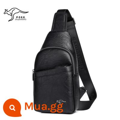 Sati Kangaroo nam Body Body Body Body Global Leather Fashion Vai vai Backpack nhỏ Backpack Cingard Shop Bag Brand Skin Brand - đen