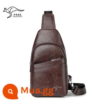 Sati Kangaroo nam Body Body Body Body Global Leather Fashion Vai vai Backpack nhỏ Backpack Cingard Shop Bag Brand Skin Brand - nâu