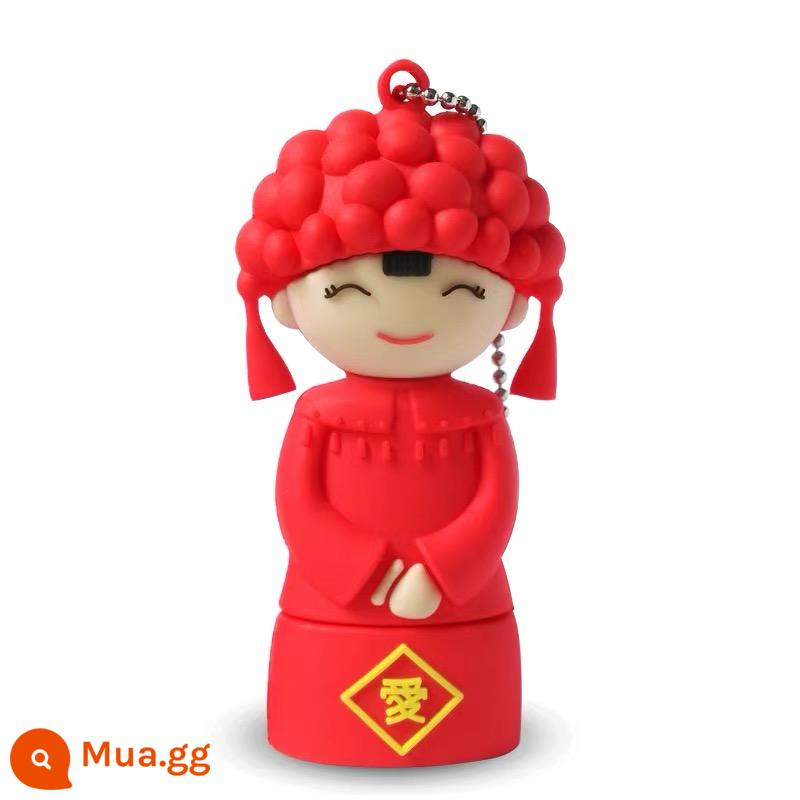 Mi Zhuo Đĩa U 16G Cặp Đôi Quà Cưới Hoạt Hình Dễ Thương Mini Chú Rể Cô Dâu Quà Cưới Ô Tô Đèn LED Cổng USB - Cô Dâu⑧G