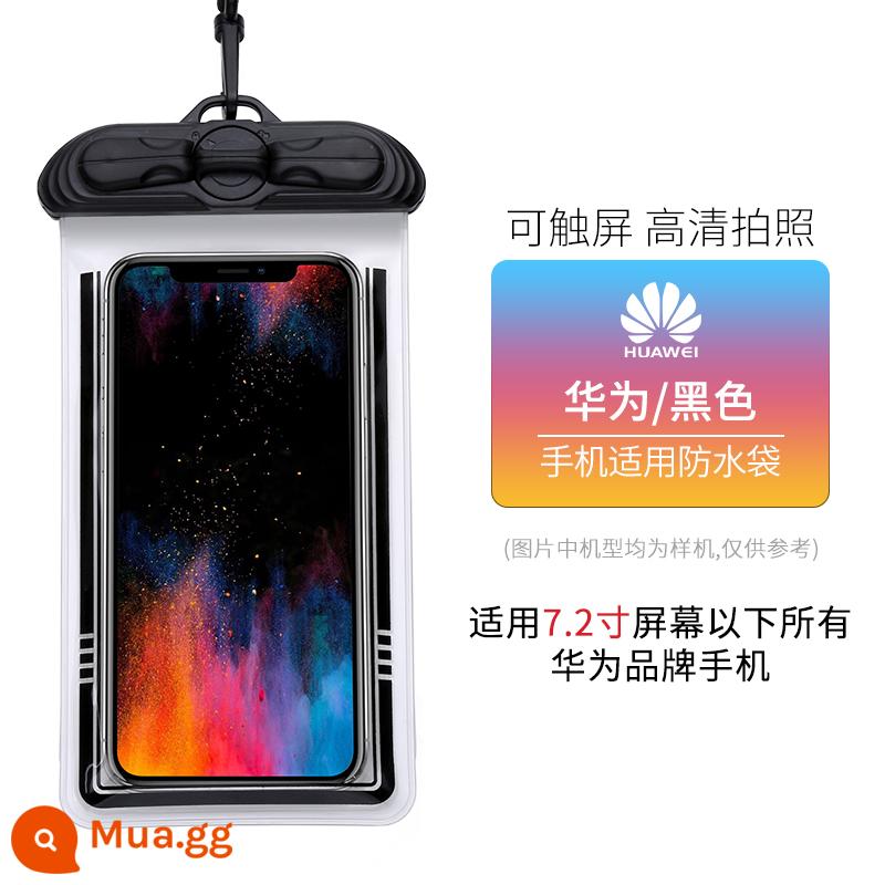 Túi chống nước cho điện thoại di động cho Huawei Mate30/P50/nova/Changxiang thích hợp cho điện thoại đi lặn và chống bụi có màn hình cảm ứng - Màu đen kích thước cực lớn (dây đeo) ​​phù hợp với điện thoại di động Huawei