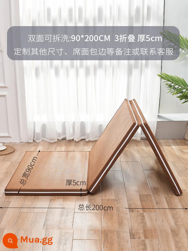 Chiếu tatami tùy chỉnh Nệm có thể gập lại hai mặt có thể tháo rời bằng dừa dừa Nệm tatami hai mặt sử dụng kép cho mùa đông và mùa hè - Chiều rộng 90×Chiều dài 200 Dày 5cm3, có thể gập lại và giặt được hai mặt (một mặt là thảm mây và một mặt là vải)