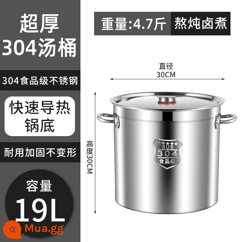 Thùng Inox 304 Thùng Có Nắp Thương Mại Cao Nồi Nước Sôi Thùng Nước Hầm Thùng Nồi Hầm Dung Tích Lớn Dày Hộ Gia Đình nồi Canh - 30cm*30cm (nồi 304 siêu dày)