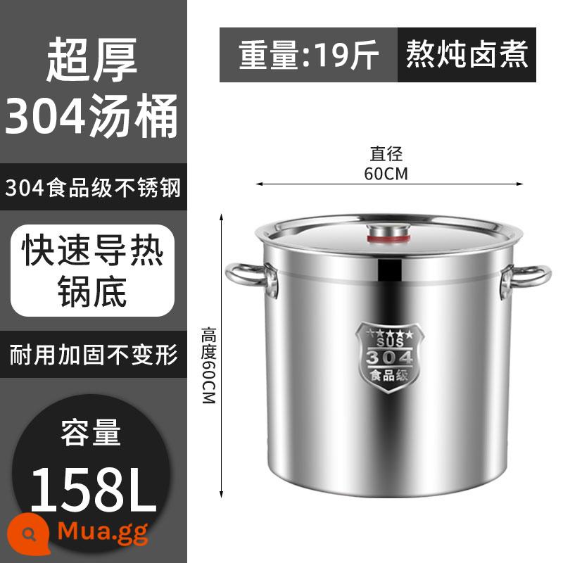 Thùng Inox 304 Thùng Có Nắp Thương Mại Cao Nồi Nước Sôi Thùng Nước Hầm Thùng Nồi Hầm Dung Tích Lớn Dày Hộ Gia Đình nồi Canh - 60cm*60cm (nồi 304 siêu dày)