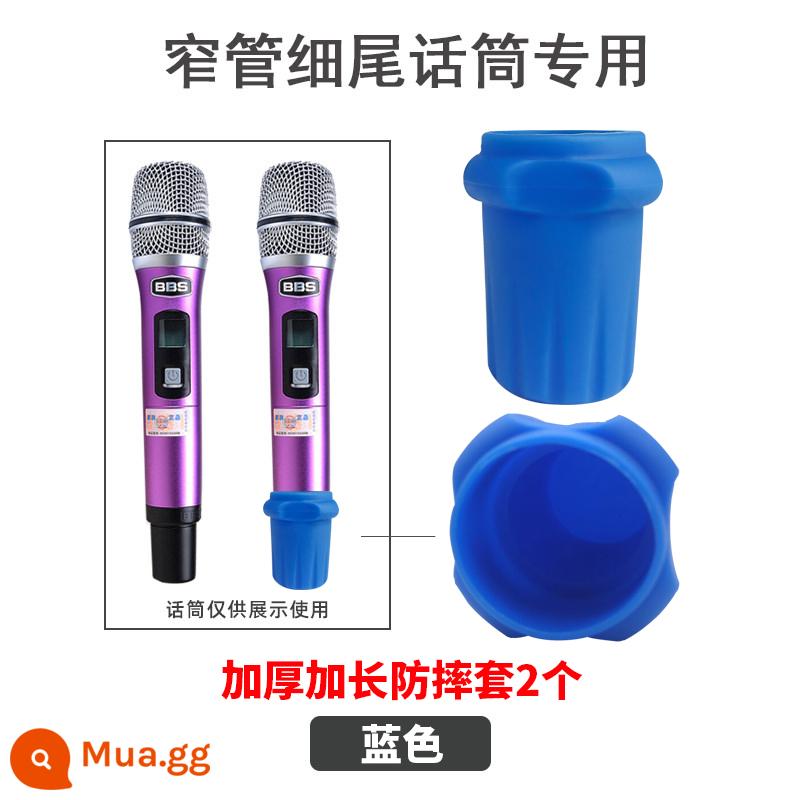 Vỏ bảo vệ micro KTV Vỏ micro dày Vỏ đuôi Bốn góc Vòng chống trượt Thích hợp cho micro không dây BBS - Thích hợp cho ống bọc đuôi mỏng màu xanh BBS (có vòng trong) 2 chiếc