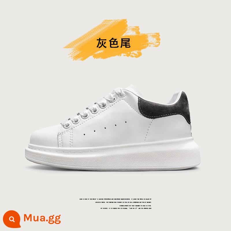 Bài thơ McQueen nhỏ màu trắng giày nam mùa hè đích thực giày thể thao đế dày hàng đầu cửa hàng giày tăng chiều cao chính thức phiên bản chính xác - Đuôi xám [phiên bản cao hơn]