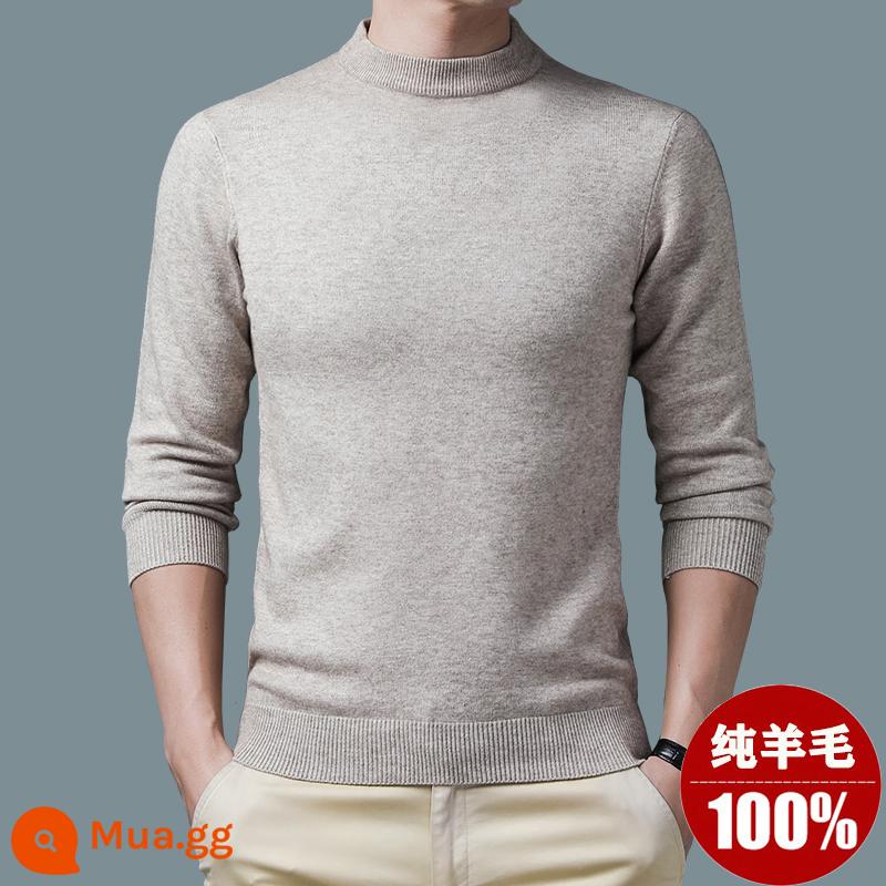 Ordos Thu Đông 100% Nguyên Chất Áo Len Nam Cổ Cao Nửa Áo Len Dày Ấm Dệt Kim Cashmere Lưng - lạc đà/cổ thuyền