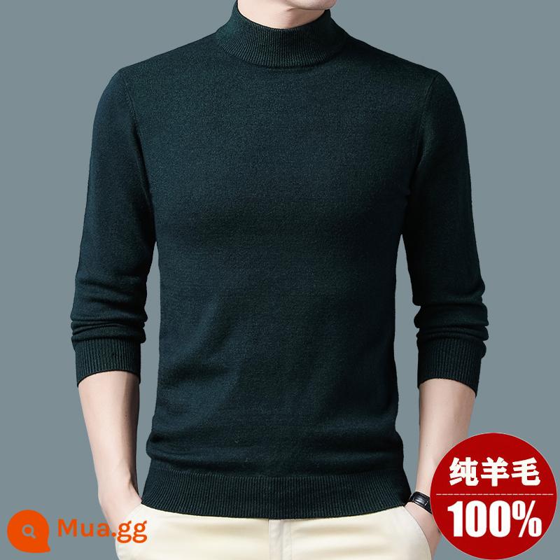 Ordos Thu Đông 100% Nguyên Chất Áo Len Nam Cổ Cao Nửa Áo Len Dày Ấm Dệt Kim Cashmere Lưng - Xanh Đậm / Cổ Cao Nửa Đầu