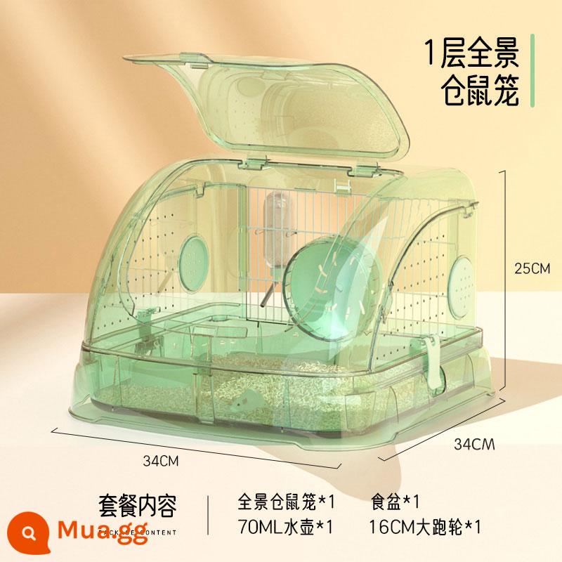 Lồng hamster nhỏ gấu vàng cành hoa chuột biệt thự siêu lớn 40 gói lồng cơ bản hoàn thiện lâu đài 3 tầng chống phá - [Một Lớp Màu Xanh Táo] Lồng Hamster Toàn Cảnh Kèm Bát Thức Ăn + Ấm Đun Nước + Bánh Xe Chạy