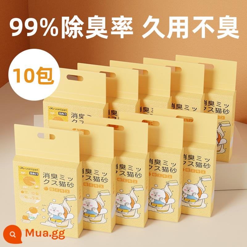 UOMIPET hồng hỗn hợp cát vệ sinh cho mèo miễn phí vận chuyển 20kg đậu phụ mèo bentonite 10kg khử mùi ít bụi - [Nâng cấp khử mùi] Cát mèo màu cam 2,5kg*10 gói