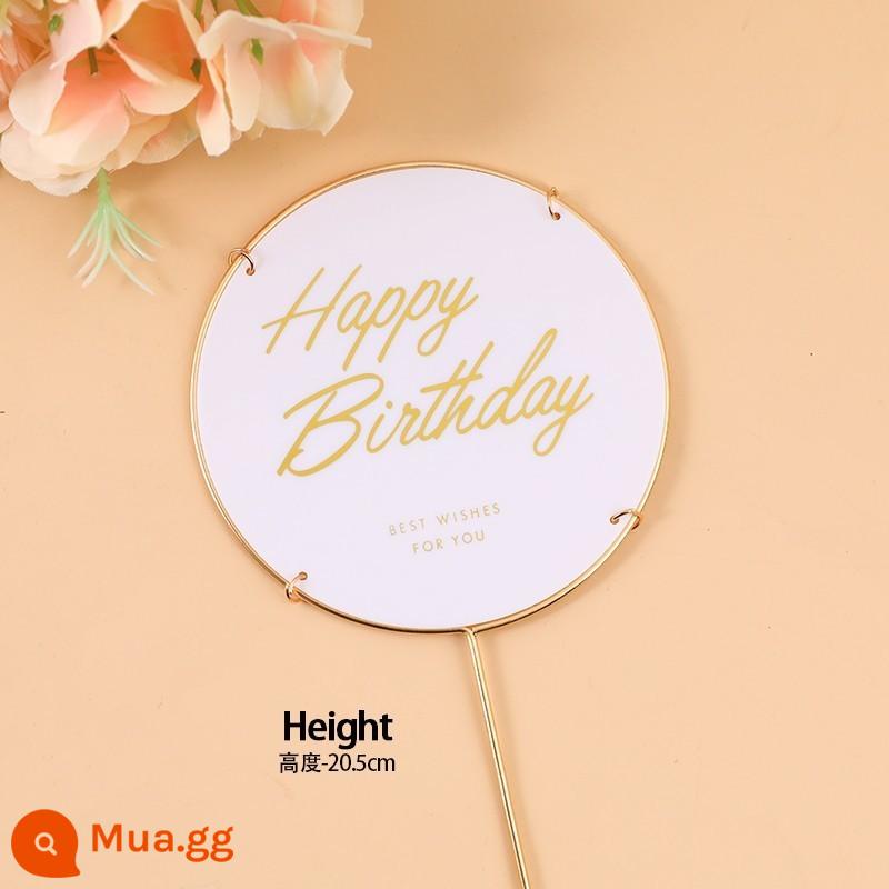 Bộ 50 Acrylic Thẻ Cắm Happy Trang Trí Bánh Cắm Cờ Cắm Trang Trí Lưới Đỏ Đảng Món Tráng Miệng Bàn - HBD sắt trắng acrylic (10 cái)