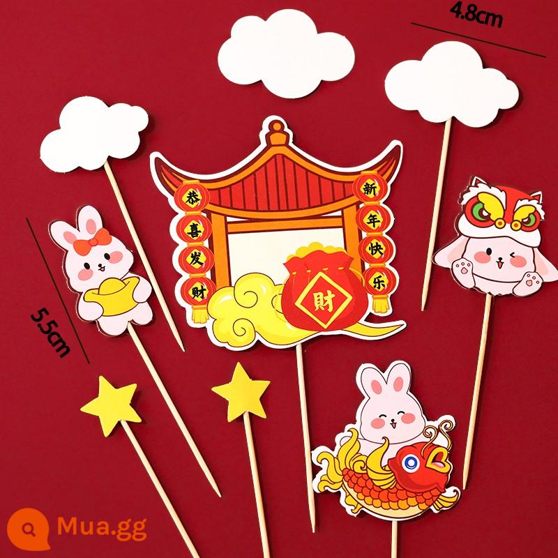 2023 Năm Mới 9 Lưới Cupcake Hộp Muffin Cup Trong Suốt Di Động Bao Bì Hộp Năm Mới Trang Trí Bánh Cắm - Bộ 10 con thỏ năm mới màu nâu