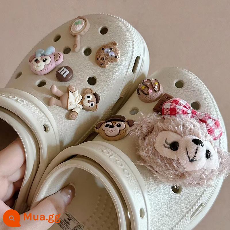 Thích hợp cho giày lỗ crocs phụ kiện Giày CRORS hoa khóa giày phụ kiện tự làm giày trang trí chéo hương thơm nhỏ - Shirley Rose Fur Ball Style 3 [không có giày]