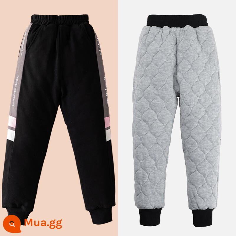 Quần cotton dày 3 lớp bé gái mặc quần mùa đông ấm áp cho bé lớn mùa thu đông miền bắc - Đen 5079 (chăn bông dày - nên lấy lớn hơn một cỡ)