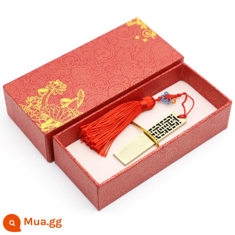 Ruyi 64G Đĩa U Doanh Nghiệp 32/16/8G Tùy Chỉnh Logo Phong Cách Trung Hoa Doanh Nghiệp Quà Cưới Sáng Tạo đèn LED Cổng USB - ③②g Đồng Bookmark-Hộp Màu Đỏ