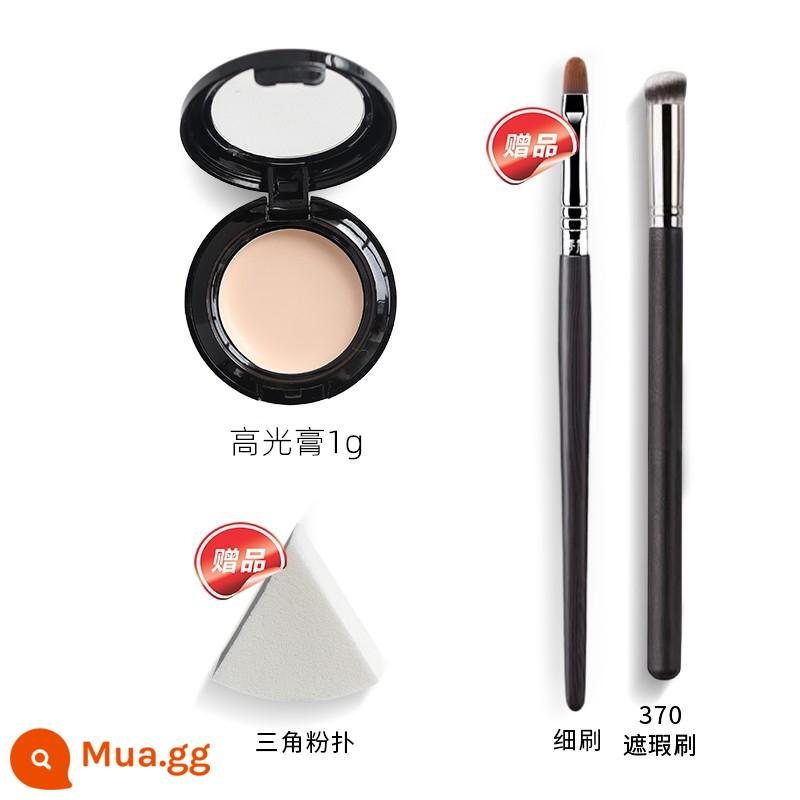 Mao Geping Light Shadow Sculpting Highlight Powder Cream Gói dùng thử để làm sáng và che rãnh nước mắt và đường mũi Kem che khuyết điểm và bảng sửa chữa Matte Miễn phí vận chuyển - Mao Geping Highlighting Cream 1g đi kèm cọ mịn + 370 + bông phấn hình tam giác