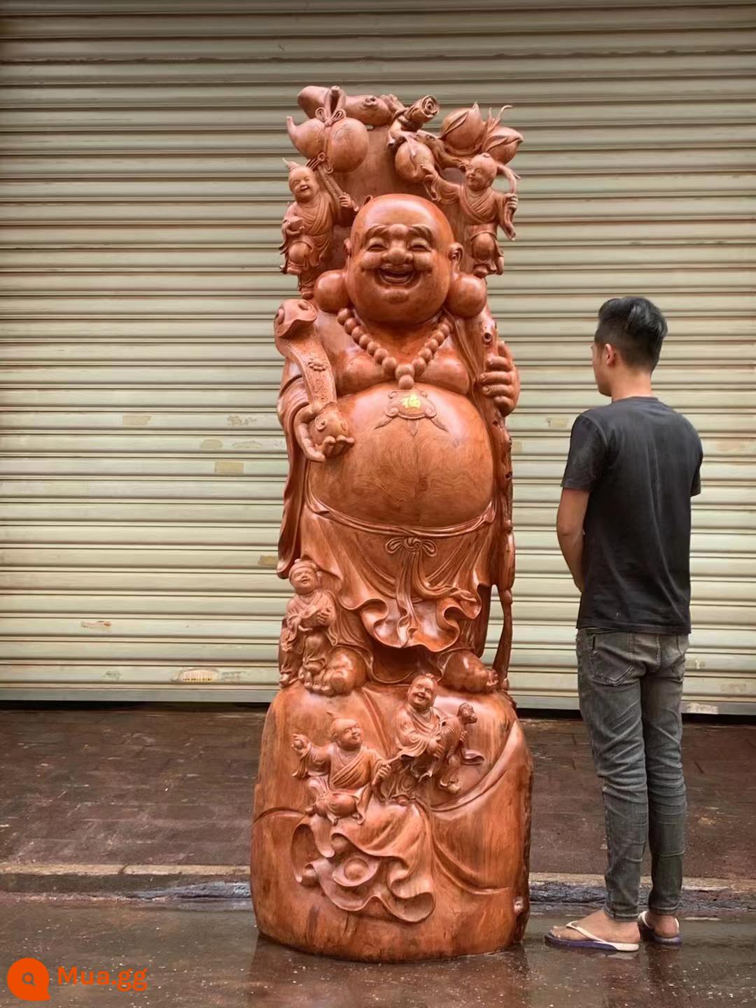 Red Bean Suska Eagle Maitreya Guan Gong Guan Guan Guanyin như ya Baeen chạm khắc chiến dịch điều khiển bằng gỗ nụ cười Phật - Bahua (Wuzi Dengke) dài 75 cm, rộng 52 cm và cao 220 cm