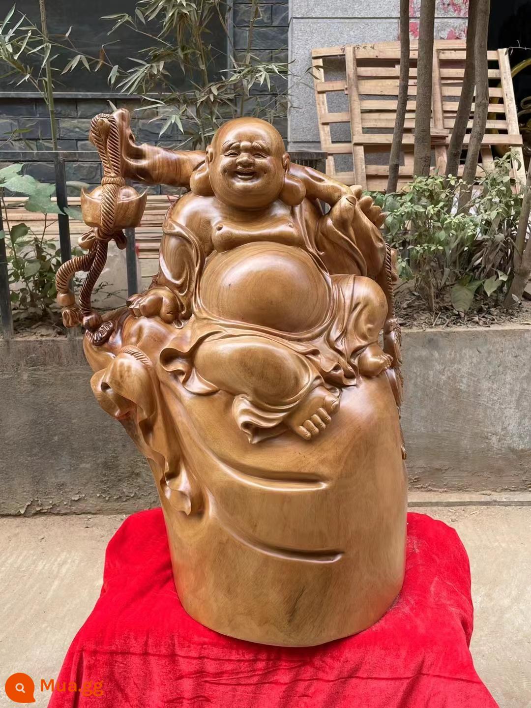 Red Bean Suska Eagle Maitreya Guan Gong Guan Guan Guanyin như ya Baeen chạm khắc chiến dịch điều khiển bằng gỗ nụ cười Phật - Long não cổ (Phật ngồi) dài 55 rộng 32 cao 70