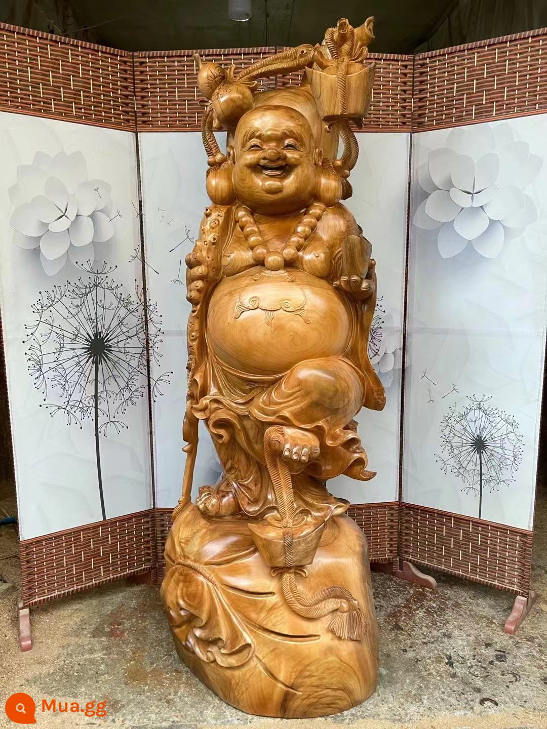 Red Bean Suska Eagle Maitreya Guan Gong Guan Guan Guanyin như ya Baeen chạm khắc chiến dịch điều khiển bằng gỗ nụ cười Phật - Gỗ long não (may mắn Di Lặc) dài 70 rộng 66 cao 200