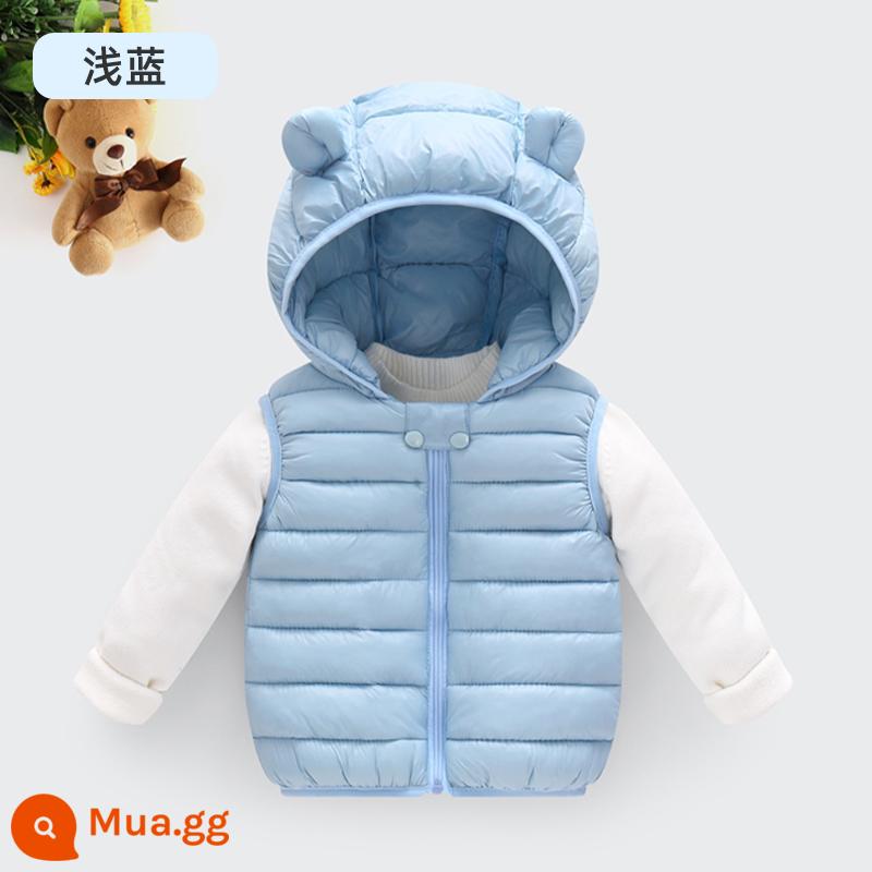 Áo khoác cotton trẻ em Jingqi, quần áo bé trai và bé gái, quần áo thu đông trẻ em, quần áo cotton cho trẻ sơ sinh, áo khoác cotton, áo khoác cotton và áo khoác nhung - Áo vest màu xanh nhạt-Jwc86437 ba lớp giữ ấm và khóa nhiệt độ lưu thông