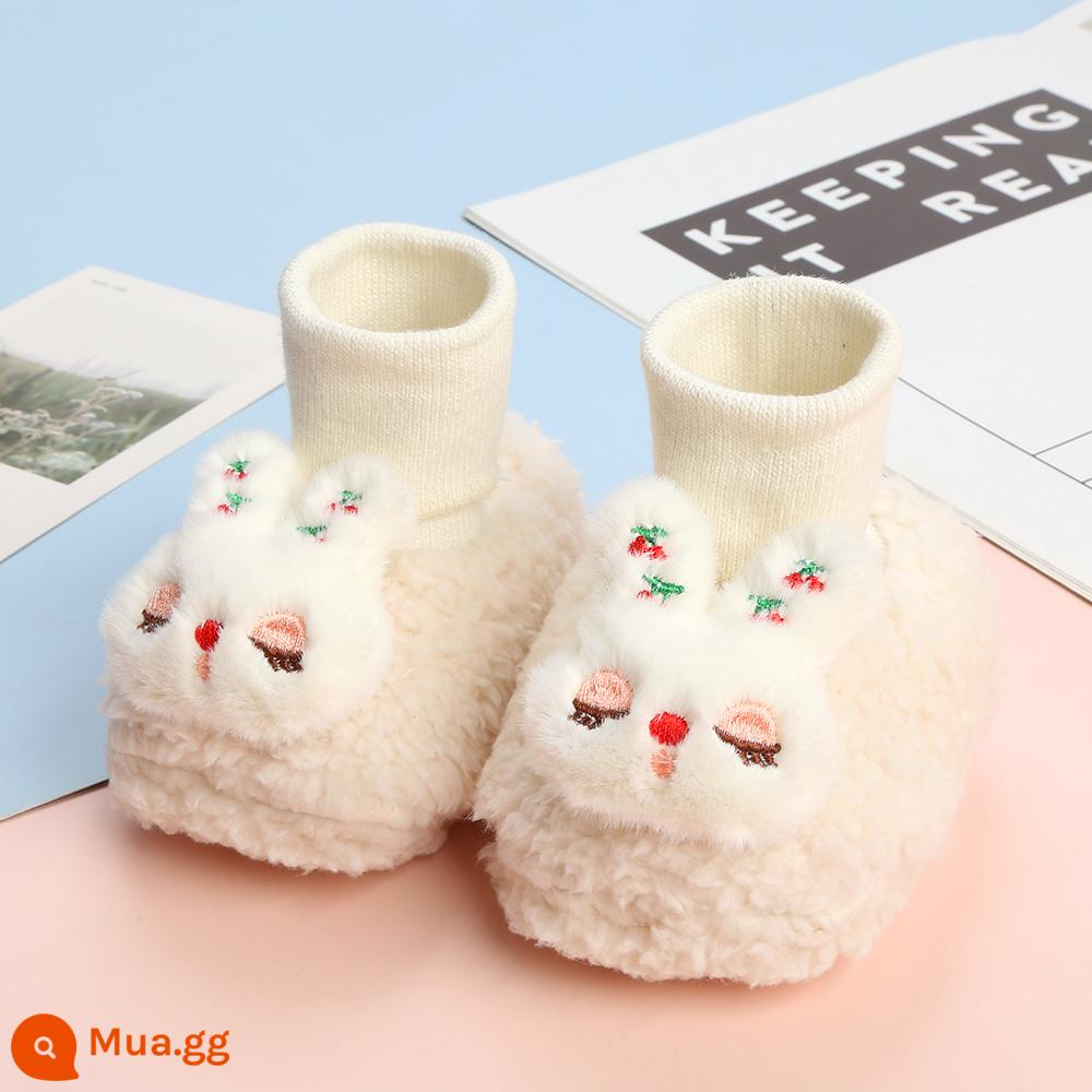 Bảo Vệ Chân Cho Bé Bông Nguyên Chất Dày Cotton Giày Sơ Sinh Bọc Giày Ấm Quấn Chân Túi Ngủ Bọc Chân Thu Đông - màu trắng kem