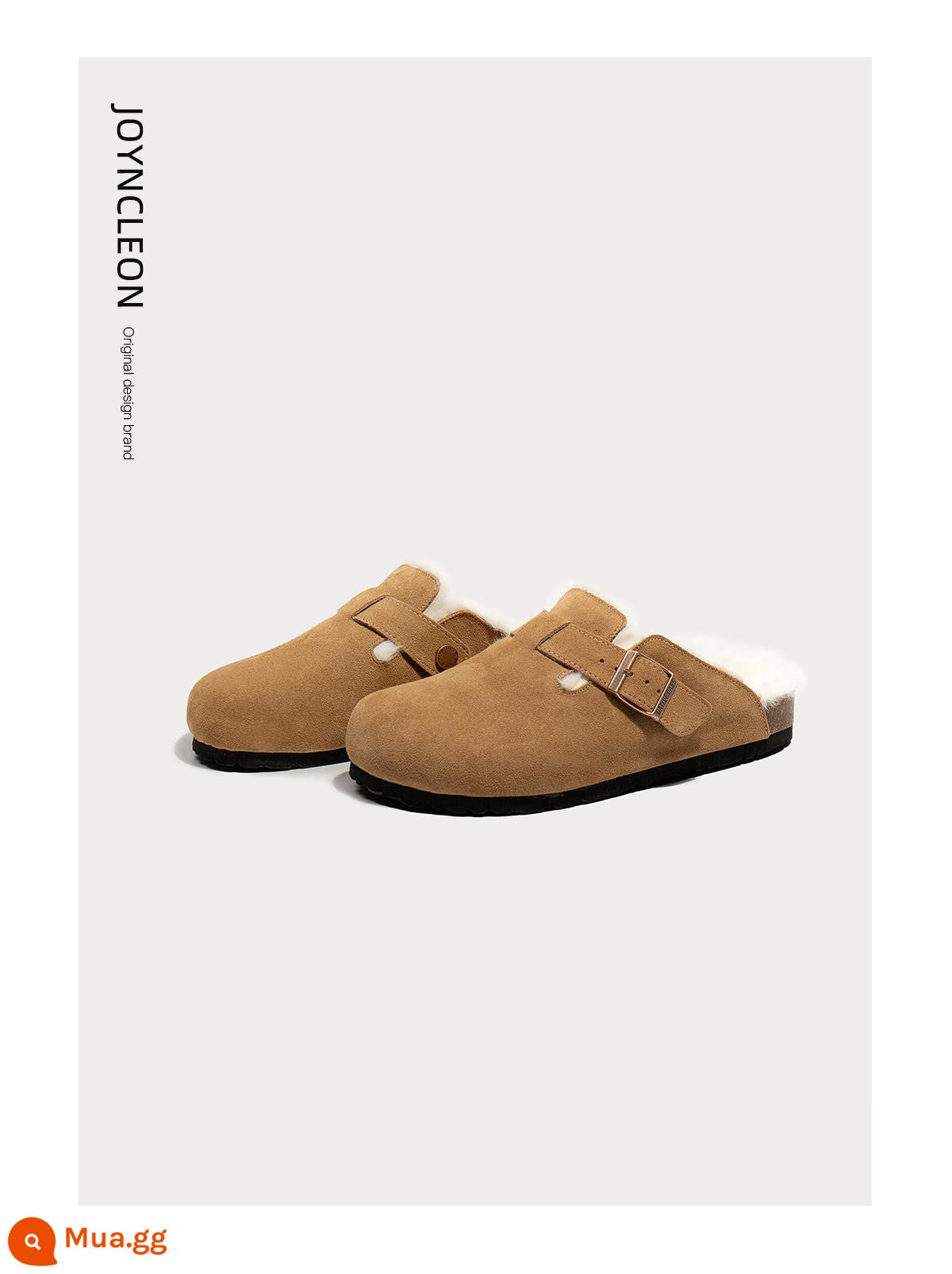 Giày Birkenstock cho nữ 2023 mới thu đông nữ giày đế bằng mũi nhọn nửa dép để mặc bên ngoài Sanxi giày Birkenstock đế dày cùng kiểu dáng - Maroon [Nâng cấp bằng nhung] Nên lấy lớn hơn một cỡ