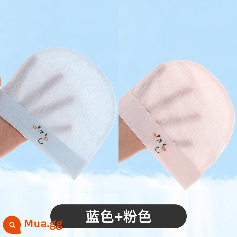 Jingqi Nón Cho Bé Mùa Hè Cotton Mỏng Bé Sơ Sinh Bé Sơ Sinh Mùa Xuân Và Mùa Thu Bông Lốp Nón Dễ Thương - xanh + hồng