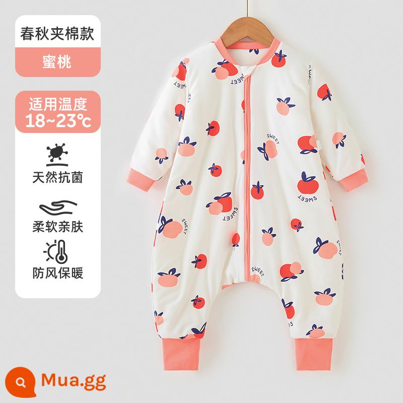 Túi ngủ cho bé Jingqi mùa xuân, mùa thu và mùa đông kẹp tóc trẻ em cotton chống đá chăn dày xẻ chân cho bé cotton nguyên chất phổ biến cho tất cả các mùa - Phong cách chần bông mùa thu-chống gió và nhiệt độ phòng được khuyến nghị ấm áp 18-23oC -Peach