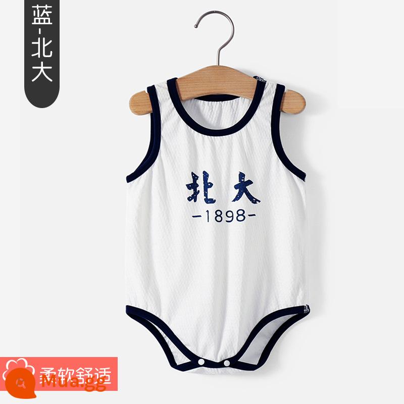 Thanh Hoa Đại Học Bắc Kinh quần áo trẻ em mùa hè túi đeo xì hơi quần áo cotton cho bé áo vest tam giác áo liền quần liền quần mùa hè - Vest túi-xanh-Đại học Bắc Kinh