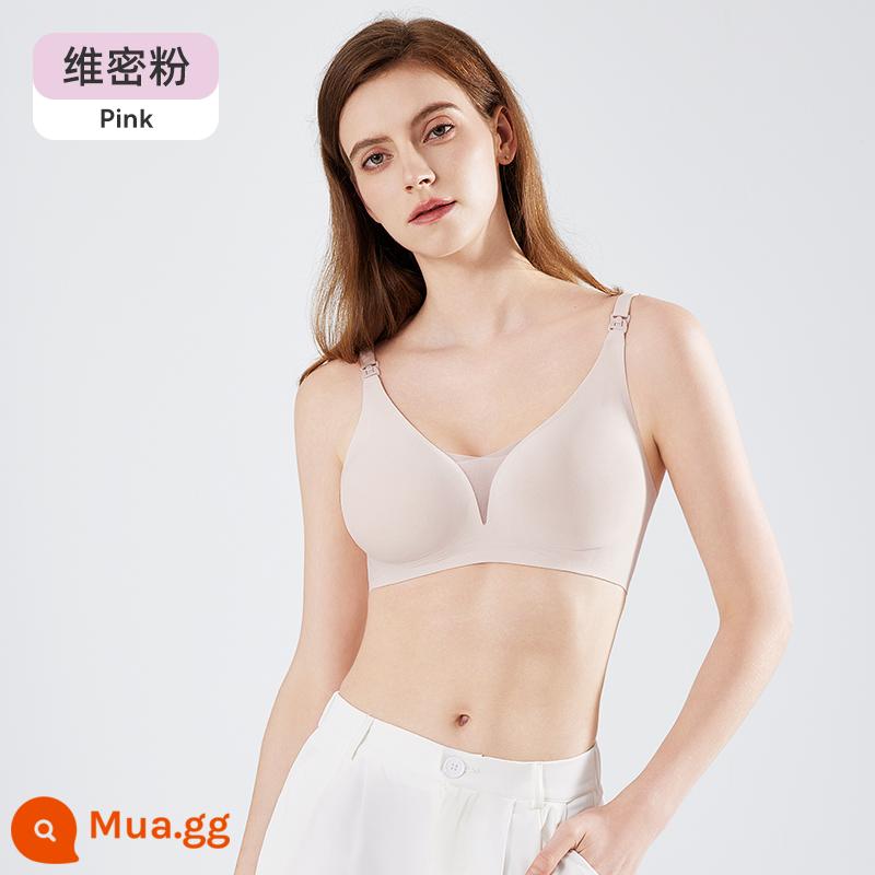 Jingqi Thai Sản Điều Dưỡng Áo Ngực Mang Thai Đặc Biệt Sau Sinh Cho Con Bú Sữa Mẹ Thoải Mái Áo Ngực Push-Up Chống Chảy Xệ Áo Ngực - Victoria's Secret Pink [kiểu lưới cổ chữ V] [Đã sửa để tránh bị uốn cong]