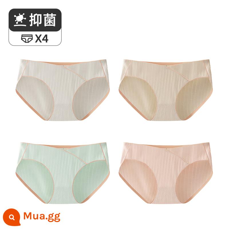 Đồ lót bà bầu Jingqi cotton nguyên chất của phụ nữ trong tam cá nguyệt thứ nhất, giữa và thứ ba, không có dấu vết, quần đùi cỡ lớn, phần mỏng mùa hè - Xám nhạt + da sáng + xanh xám + bã đậu