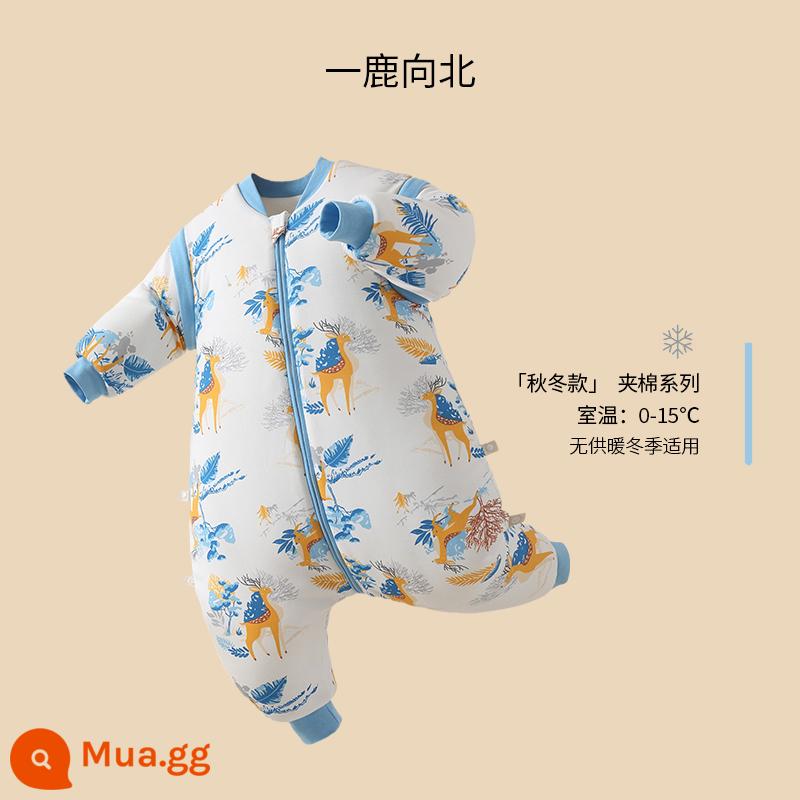 Túi ngủ cho bé Jingqi mùa xuân, mùa thu và mùa đông kẹp tóc trẻ em cotton chống đá chăn dày xẻ chân cho bé cotton nguyên chất phổ biến cho tất cả các mùa - Phong cách mùa đông lạnh [bông nguyên chất nhiệt độ không đổi/nhiệt độ phòng khuyến nghị 0-15oC] Yilu Xiangbei