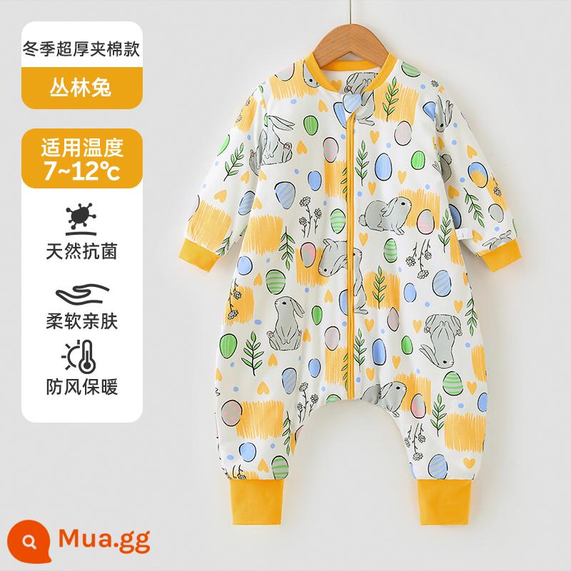 Túi ngủ cho bé Jingqi mùa xuân, mùa thu và mùa đông kẹp tóc trẻ em cotton chống đá chăn dày xẻ chân cho bé cotton nguyên chất phổ biến cho tất cả các mùa - Mẫu chần bông cực dày dùng ở nhiệt độ phòng chống gió và ấm áp vào mùa đông 7-12oC -Thỏ rừng