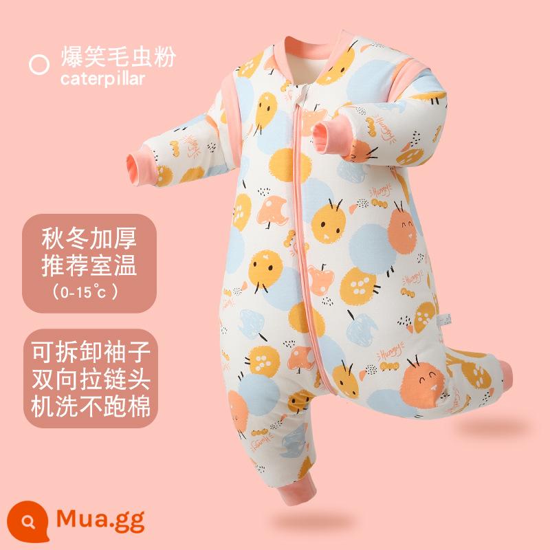 Túi ngủ cho bé Jingqi mùa xuân, mùa thu và mùa đông kẹp tóc trẻ em cotton chống đá chăn dày xẻ chân cho bé cotton nguyên chất phổ biến cho tất cả các mùa - Phong cách mùa đông lạnh giá [cotton nguyên chất nhiệt độ không đổi/nhiệt độ phòng khuyến nghị 0-15oC] lỗi ngộ nghĩnh màu hồng