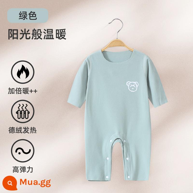 Jingqi Quần Áo Trẻ Em Mùa Thu Đông Đức Nhung Jumpsuit Sưởi Ấm Cho Bé Ấm Đáy Bộ Đồ Ngủ Sơ Sinh Bộ - màu xanh lá