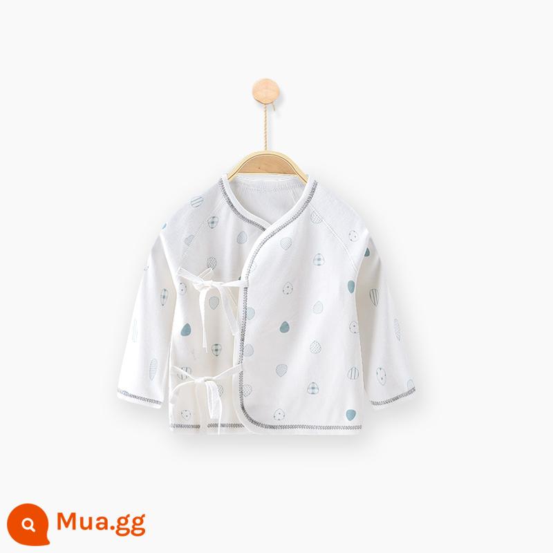 Quần áo sơ sinh cotton nguyên chất tay dài nửa lưng bé sơ sinh áo nhà sư quần áo mùa xuân quần lót - giọt nước - màu xanh