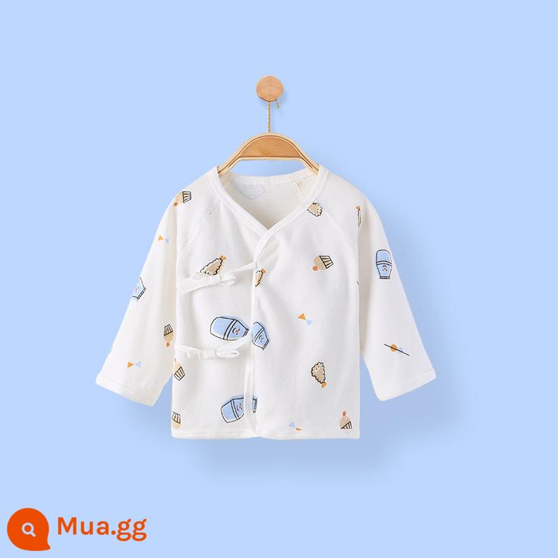 Quần áo sơ sinh cotton nguyên chất tay dài nửa lưng bé sơ sinh áo nhà sư quần áo mùa xuân quần lót - bình sữa nhỏ cho bé