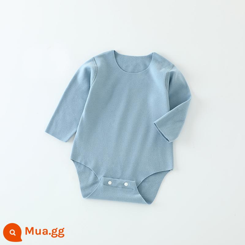 Velvet nhung em bé dài -Sleeved quần áo rắm nam sinh trẻ em đồ lót đồ lót, ấm và ấm của em bé hình tam giác với quần áo cơ thể - sương mù màu xanh